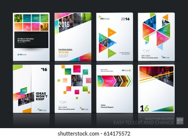 Abstract vector business template. Brochure layout, cover modern design annual report, poster, A4 flyer with colourful squares, triangles, diagonal geometric shapes, lines with texture background.