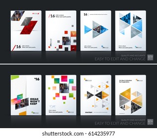 Abstract vector business template. Brochure layout, cover modern design annual report, poster, A4 flyer with colourful squares, triangles, diagonal geometric shapes, lines with texture background.
