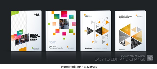Abstract vector business template. Brochure layout, cover modern design annual report, poster, A4 flyer with colourful squares, triangles, diagonal geometric shapes, lines with texture background.