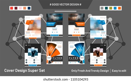 Abstract vector business template set. Brochure layout, cover modern design annual report, poster, A4 flyer with green squares, triangles, diagonal geometric shapes lines with texture background.
