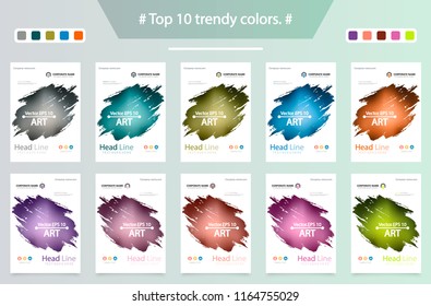 Abstract vector business template set. Brochure layout, cover modern design annual report, poster, A4 flyer with green squares, triangles, diagonal geometric shapes lines with texture background.