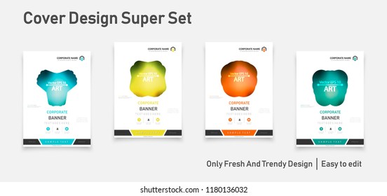 Abstract vector business template set. Brochure layout, cover modern design annual report, poster, A4 flyer with green squares, triangles, diagonal geometric shapes lines with texture background.