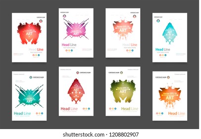 Abstract vector business template set. Brochure layout, cover modern design annual report, poster, A4 flyer with green squares, triangles, diagonal geometric shapes lines with texture background.