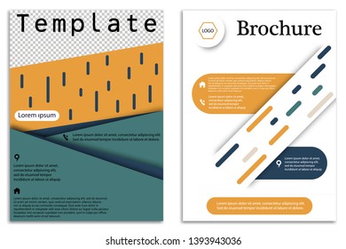 Abstract vector business template set. Brochure layout, cover modern design annual report, poster, A4 flyer with color squares, triangles, diagonal geometric shapes lines with texture background.