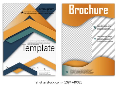Abstract vector business template set. Brochure layout, cover modern design annual report, poster, A4 flyer with color squares, triangles, diagonal geometric shapes lines with texture background.