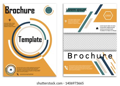 Abstract vector business template set. Brochure layout, cover modern design annual report, poster, A4 flyer with color squares, triangles, diagonal geometric shapes lines with texture background.