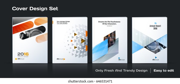Abstract vector business template set. Brochure layout, cover modern design annual report, poster, A4 flyer with grey squares, triangles, diagonal geometric shapes lines with texture background. 