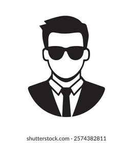 Abstract Vector Businessman Wearing Glasses Icon or  Logo Design Template