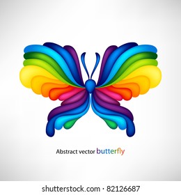 Abstract vector butterfly of color of rainbow
