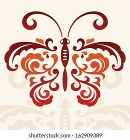 Abstract vector butterfly, colored illustration