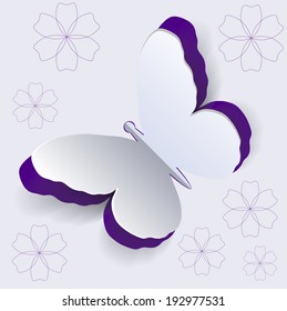 Abstract vector butterfly of paper. Vector   illustration