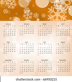 Abstract vector calendar 2011. Design for Christmas and new year