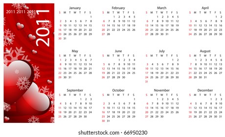 Abstract vector calendar 2011. Design for Christmas and new year