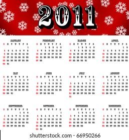 Abstract vector calendar 2011. Design for Christmas and new year
