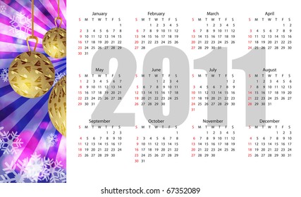 Abstract vector calendar 2011. Design for Christmas and new year