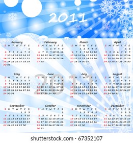 Abstract vector calendar 2011. Design for Christmas and new year