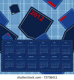 abstract vector calendar over seamless denim background
