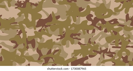 Abstract Vector Camoflage. Khaki Modern Pattern. Woodland Army Print. Tree Desert Grunge. Repeat Seamless Background. Digital Urban Camouflage Seamless Brush. Fabric Desert Texture. Dirty Camo Paint.