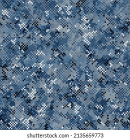 Abstract Vector Camouflage Texture with Squares for Textile Print, Banner, Card, Web or Mobile Applications. Police urban pixel motif geometric brushed texture background.