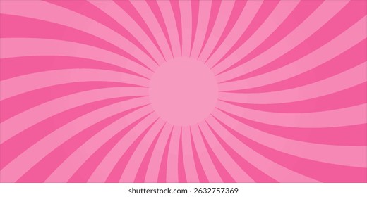 Padrão espiral de doce de vetor abstrato no fundo rosa. Cartaz quadrado com divertido rosa rosa espiões hipnóticos, raios de sol Grunge retro inspirado