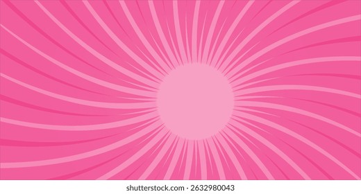Padrão espiral de doce de vetor abstrato no fundo rosa. Cartaz quadrado com divertido rosa rosa espiões hipnóticos, raios de sol Grunge retro inspirado