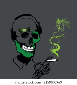 cannabis vector abstracto y cráneo