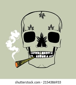 abstract vector cannabis and skull