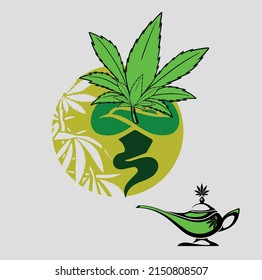 abstract vector cannabis teapot with gin