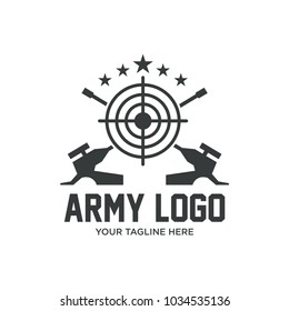 Abstract vector cannon label and logo template. Artillery symbol. Silhouettes of medieval guns. Template for business card, poster, banner, design elements. Isolated on white background.