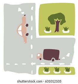 Abstract vector car road