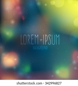 Abstract vector card with bokeh blur and glare. Space background