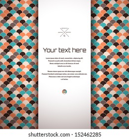 Abstract vector card. Multicolored geometric ornament. Seamless background