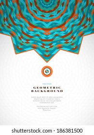 Abstract vector card. Multicolored geometric round pattern and grid. Place for your text. Perfect for corporate design.