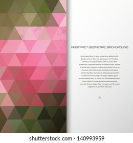 Abstract vector card. Multicolored triangles.  Place for your text. Perfect for greetings, invitations, announcements or cover design.