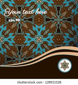 Abstract vector card with oriental floral elements. Place for your text.