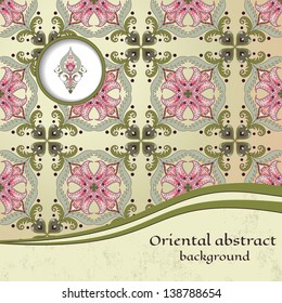 Abstract vector card with oriental floral elements.  Place for your text.