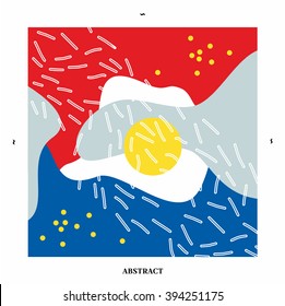Abstract vector card. Red / blue / white / yellow