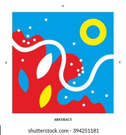 Abstract vector card. Red / blue / white / yellow