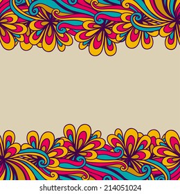 Abstract vector card template. Color waves elements. Can be used for scrap booking, celebrations.
