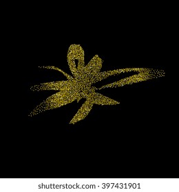 Abstract vector card template with gold dust glitter. 100% vector. Gold sparkles isolated on white background. Design for wedding card, valentine, save the date, web.