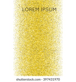 Abstract vector card template with gold dust glitter. 100% vector. Gold sparkles isolated on white background. Design for wedding card, valentine, save the date, web.