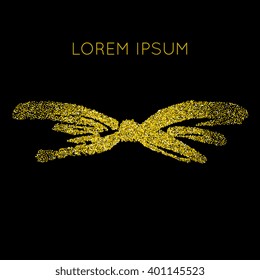 Abstract vector card template with gold dust glitter. 100% vector. Gold sparkles isolated on white background. Design for wedding card, valentine, save the date, web.