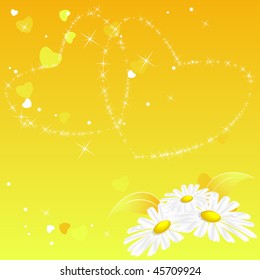 abstract vector card for Valentine's Day with hearts and flowers