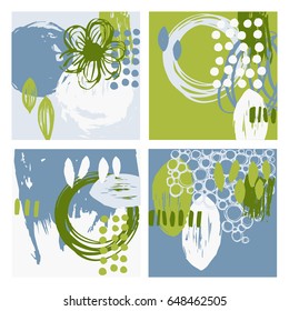 Abstract vector cards with hand drawn elements. Graphic Design for card, invitation,  poster, cover.