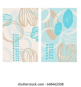 Abstract vector cards with hand drawn elements. Graphic Design for card, invitation,  poster, cover.