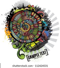 Abstract vector cartoon grunge design. Series of image