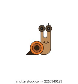 abstract vector cartoon snail logo icon. vector logo icon graphic snail illustration, simple flat elegant style. Great for children's books, schools, education and child care.