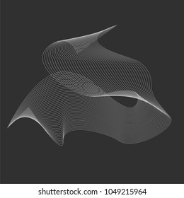 Abstract vector cat with waving curling lines. Vector stripe deformation.