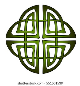 Abstract vector celtic Irish or scottish knot. Traditional ornament design element, green.