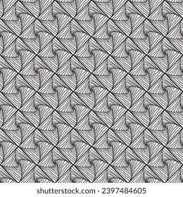 Abstract vector chaotic seamless black and white pattern hand drawn hatching. Oriental ornamental vector illustration. Zentangle background doodle illustration with tribal boho ornaments. 
